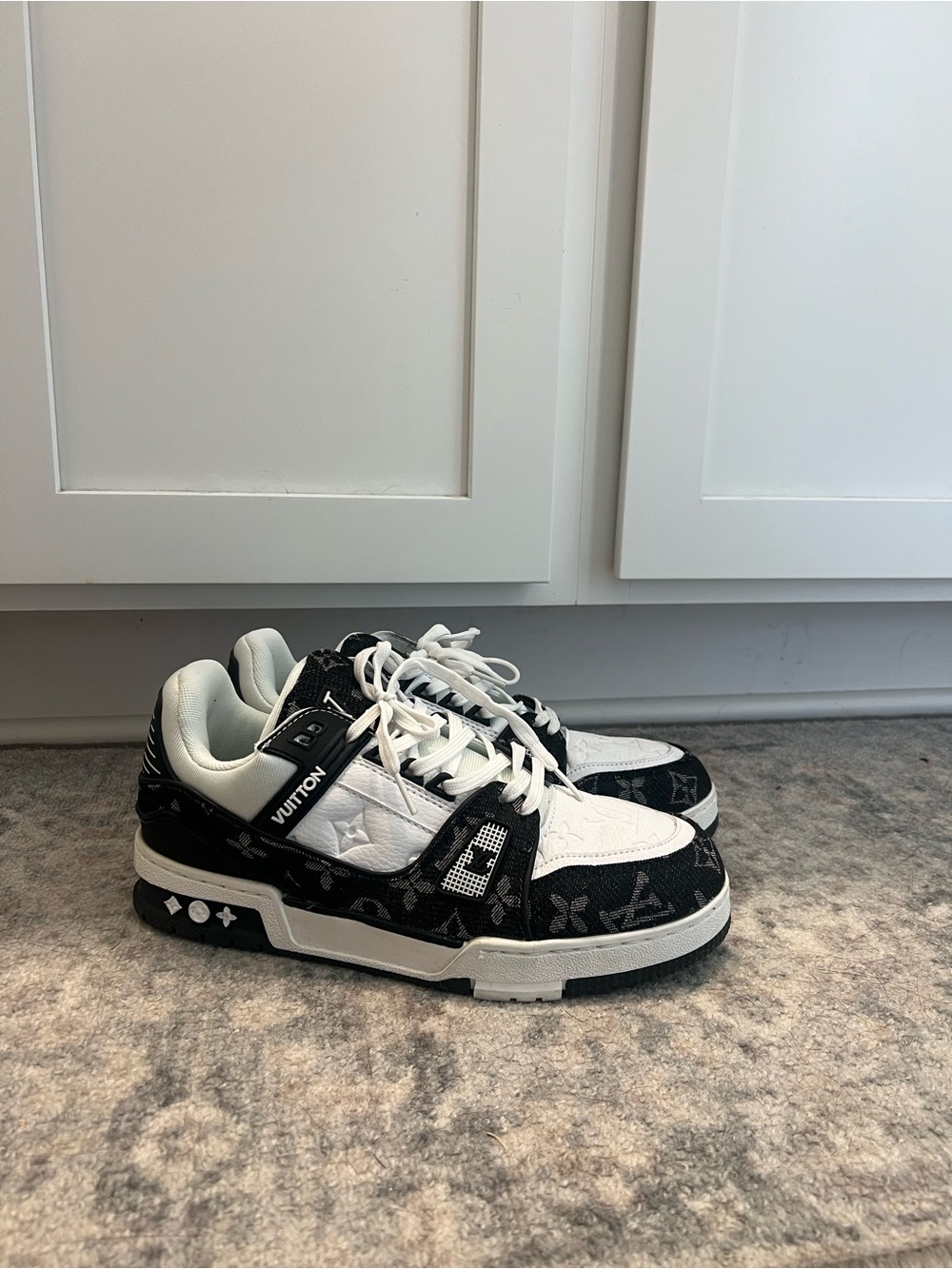 Louis Vuitton Black and White Monogram Low-Top Sneakers